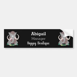 Grappig wollig mammoth cartoon illustratie bumpersticker