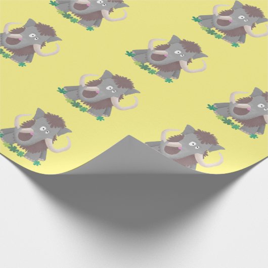 Grappig wollig mammoth cartoon illustratie cadeaupapier (Hoek)