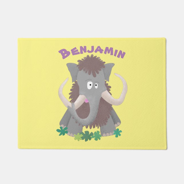 Grappig wollig mammoth cartoon illustratie deurmat (Voorkant)