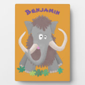 Grappig wollig mammoth cartoon illustratie fotoplaat (voorkant)