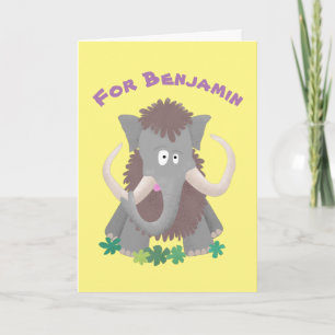 Grappig wollig mammoth cartoon illustratie kaart