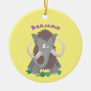 Grappig wollig mammoth cartoon illustratie keramisch ornament