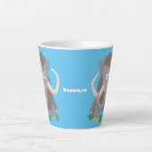 Grappig wollig mammoth cartoon illustratie latte mok (Voorkant)