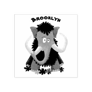 Grappig wollig mammoth cartoon illustratie 	rubberstempel