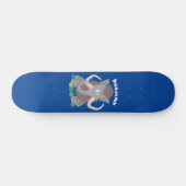 Grappig wollig mammoth cartoon illustratie skateboard (Horizontaal)