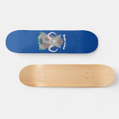 Grappig wollig mammoth cartoon illustratie skateboard (Horizontaal)