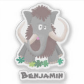 Grappig wollig mammoth cartoon illustratie sticker (Voorkant)