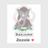 Grappig wollig mammoth cartoon illustratie sticker (Vel)
