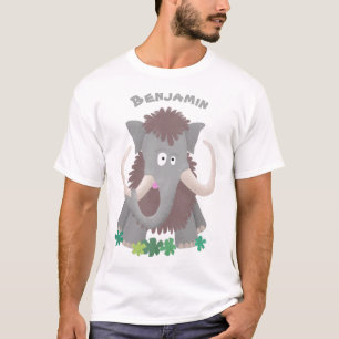 Grappig wollig mammoth cartoon illustratie t-shirt