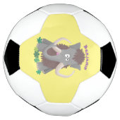 Grappig wollig mammoth cartoon illustratie voetbal (Gedraaid)