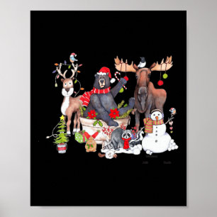 Grappig Woodland Critter Kerstbijeenkomst voor ANI Poster