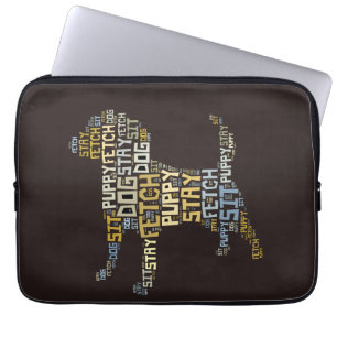 Grappig woord: Cloud Dog Sit Blijf fetch Obedience Laptop Sleeve
