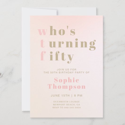 Grappig WTF Roze Modern Elegant 50ste Verjaardagsf Kaart (Voorkant)