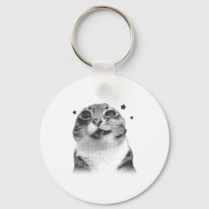 Grappig Y2k Retro Cat Gekke  Kitten Meme Cat Sleutelhanger