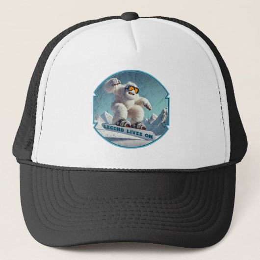 Grappig Yeti Legend Snowboarden Winter Avontuur Trucker Pet (Voorkant)