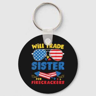 Grappig Zal Zus Ruilen Voor Vuurwerk Fun Usa 4 Sleutelhanger