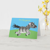 Grappig zebra met cartoon illustratie kaart (Gele Bloem)