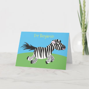 Grappig zebra met cartoon illustratie kaart