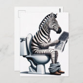 Grappig Zebra op wc lezen krant Briefkaart (Voorkant / Achterkant)