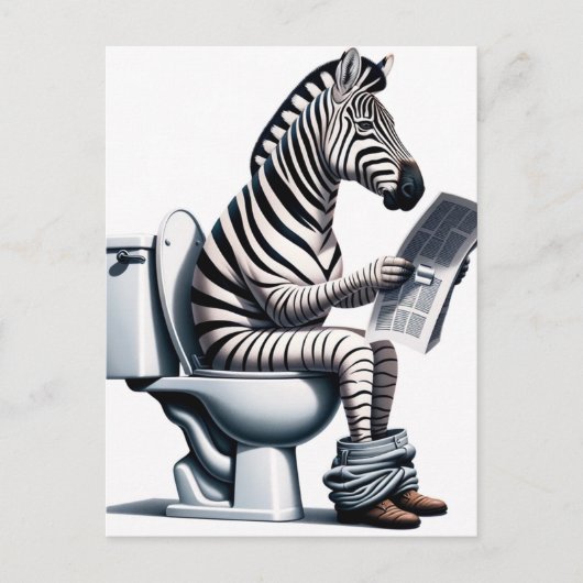 Grappig Zebra op wc lezen krant Briefkaart (Voorkant)
