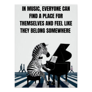 Grappig Zebra Poster, retro muziek Poster Perfect Poster