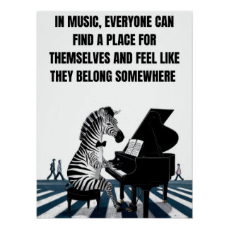 Grappig Zebra Poster, retro muziek Poster Perfect Poster
