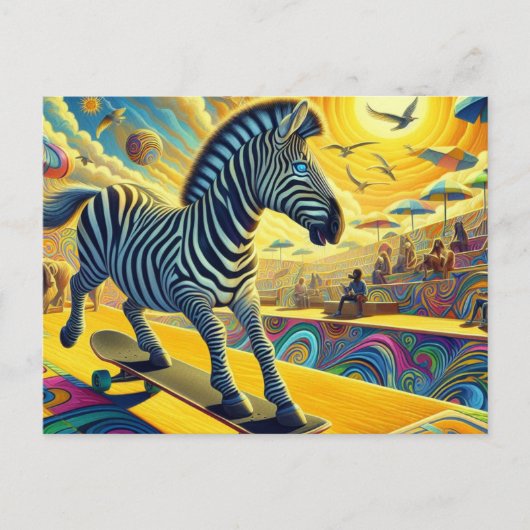 Grappig Zebra skateboarden Briefkaart (Voorkant)