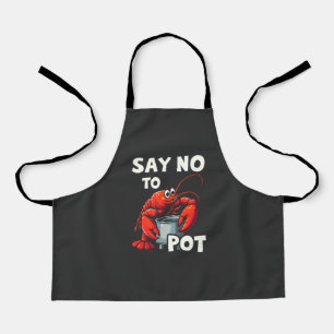 Grappig zeg nee tegen pot met krab kreeft schort