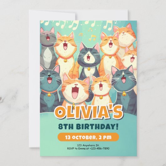 Grappig Zingende Katten Verjaardag Ontwerp Kaart (Voorkant)