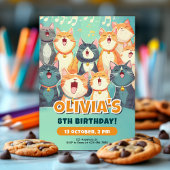 Grappig Zingende Katten Verjaardag Ontwerp Kaart