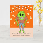 Grappig Zombie-nummer Kaart (Gele Bloem)