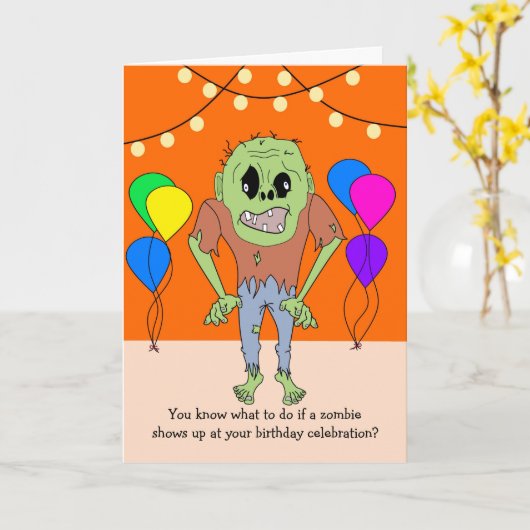 Grappig Zombie-nummer Kaart (Gele Bloem)