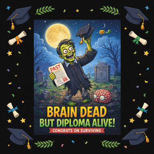 Grappig Zombie-Thema Afstudeerontwerp Feestdagenkaart