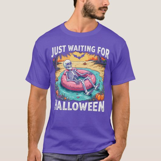 Grappig Zomer 2025 Spooky Skeleton Wachten op T-shirt (Voorkant)