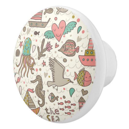 Grappig zomerpatroon met schepen keramische knop (Rechts)