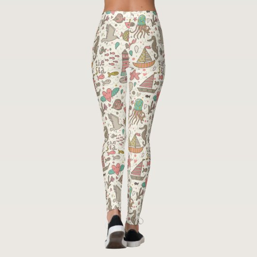 Grappig zomerpatroon met schepen leggings (Achterkant)