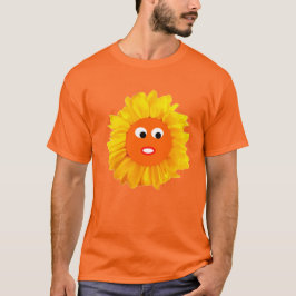 Grappig Zonnebloem Gezicht Sinaasappel Zwart 4Robi T-shirt