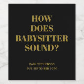 Grappig zwart en goud zwangerschap babysitter nodi wijn etiket (Enkel label)