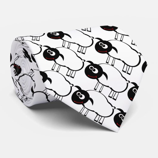 Grappig "zwart en wit lammetje" stropdas (Opgerold)