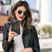 Grappig Zwart Golden Luxury Script Monogram Initia Case-Mate iPhone Case