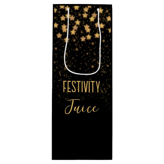 Grappig zwart goud feestelijk wijn cadeautas (Voorkant)