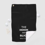 Grappig zwart haak en slice golfhanddoek (Insitu)
