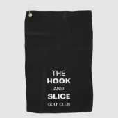 Grappig zwart haak en slice golfhanddoek (Voorkant)