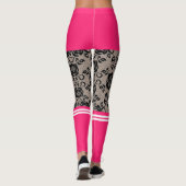 Grappig zwart kant visnet Leggings roze korte Sokk (Achterkant)