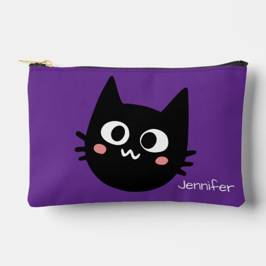 Grappig Zwart Kat Custom Paarse Etui (Voorkant)