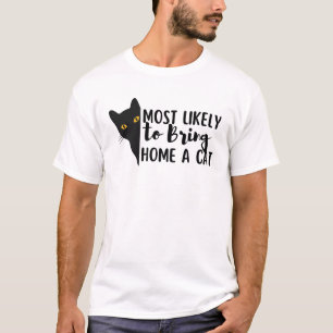 Grappig zwart kat dat waarschijnlijk een kat naar t-shirt