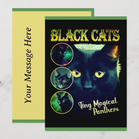 Grappig zwart kat liefhebber faux bootleg 90s Grap Feestdagenkaart (Voorkant / Achterkant)