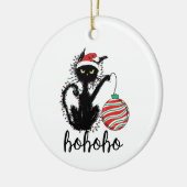 Grappig Zwart Kerstlicht Kat HoHoHo Keramisch Ornament (Links)
