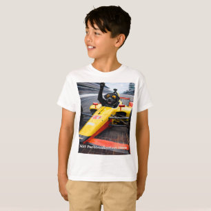Grappig zwart Lab puppy raceauto T-shirt voor kind
