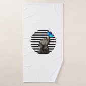 Grappig zwart labrador retriever lab hond eigenaar badhanddoek (Badhanddoek)